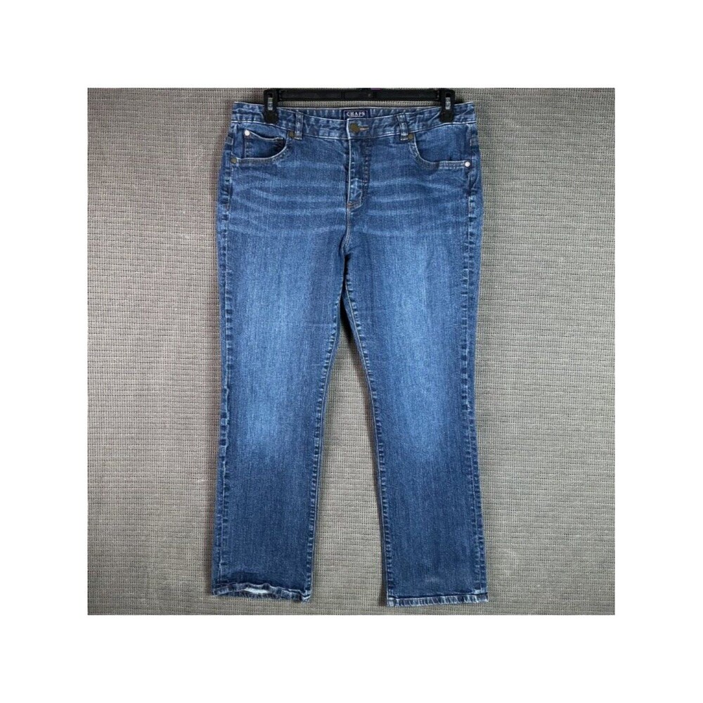 Chaps Petite Madden Y2k Straight Leg Blue Denim Jeans Women's Size 14P